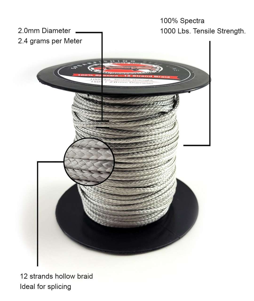 Spearfishing World 100% Spectra line Silver 2mm