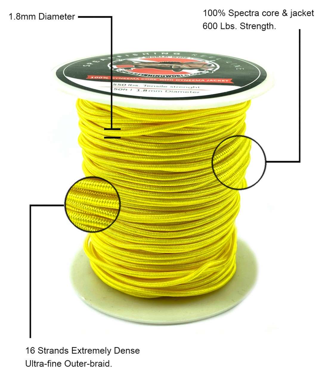 Spearfishing World 100% Spectra line Yellow 1.8mm