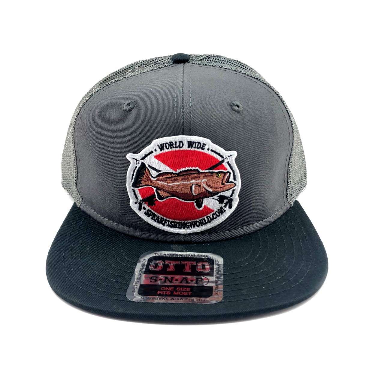Spearfishing World Snapback Hat Black/Gray