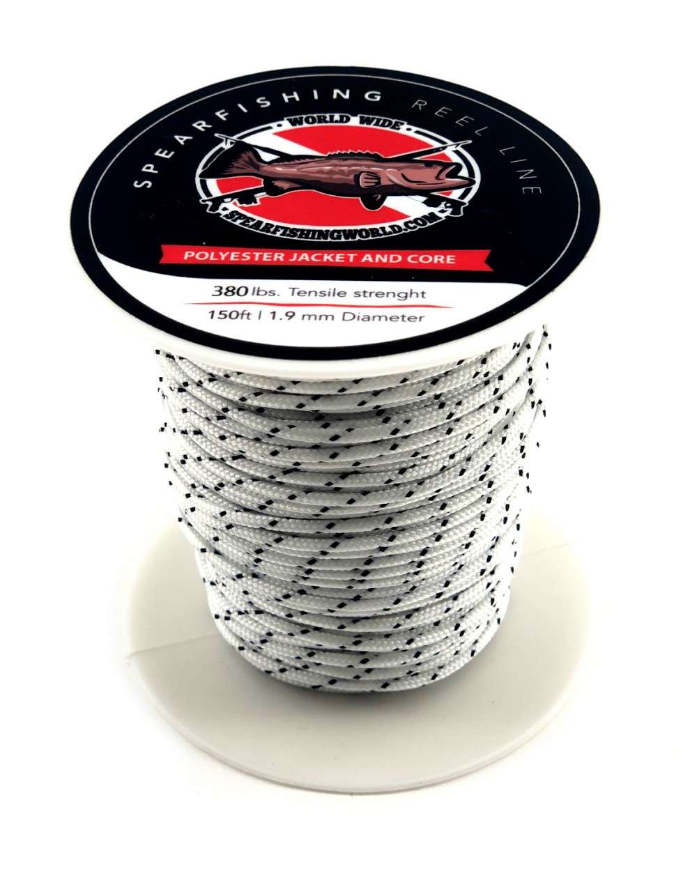 Spearfishing World Polyester Reel Line White with Black Tracer 1.9mm