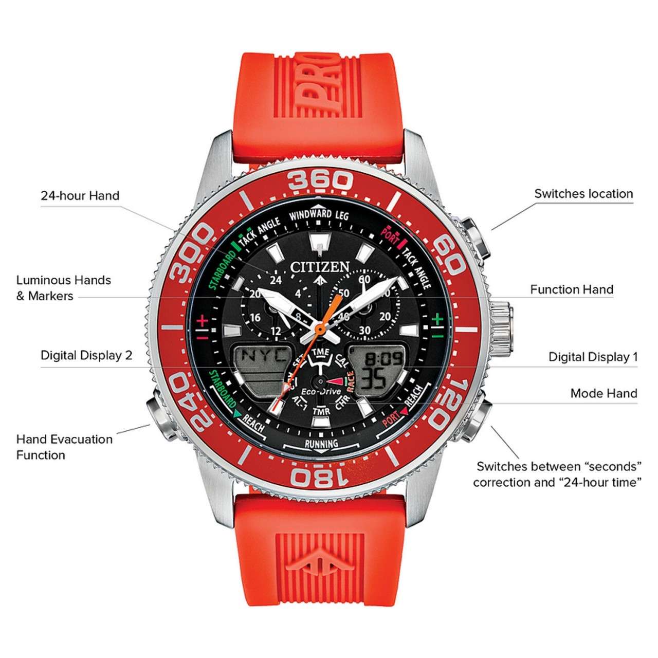 Citizen Promaster Sailhawk Wristwatch - Red