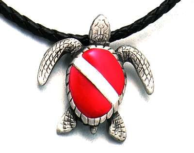 Pewter Pendant Dive Turtle