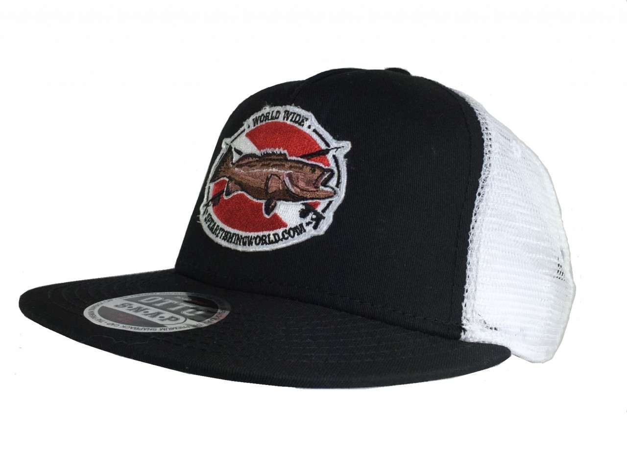 Spearfishing World Snapback Hat White/Black