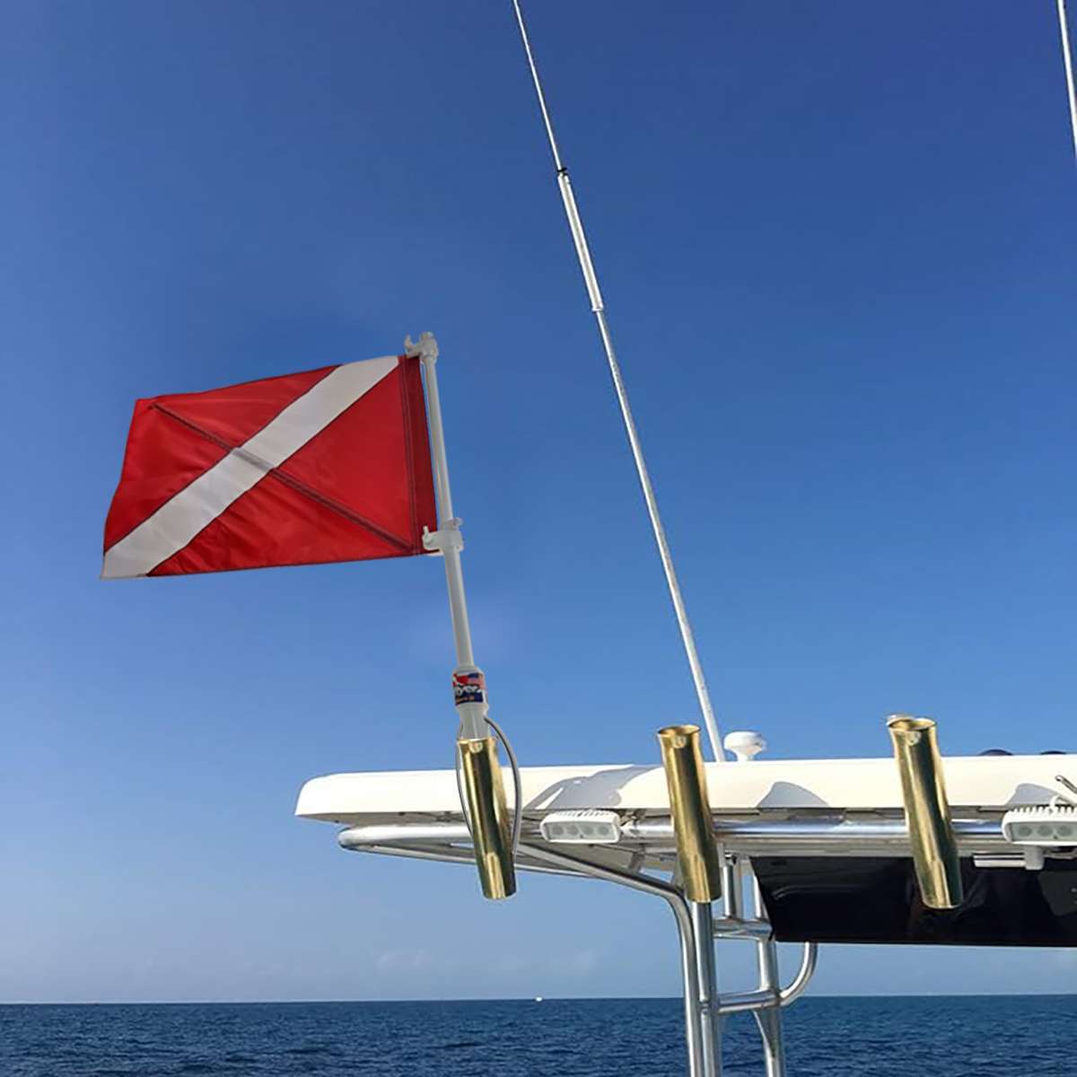 Boat Rod Holder Flag Flyer with Dive Flag