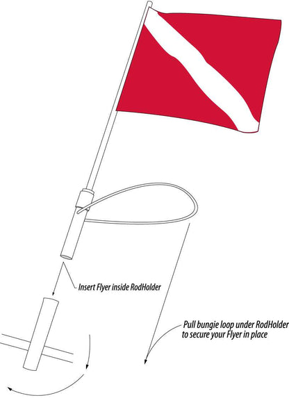 Boat Rod Holder Flag Flyer with Dive Flag