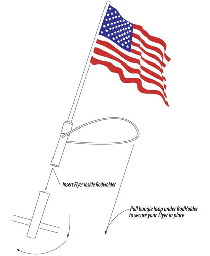 Boat Rod Holder Flag Flyer with US Flag