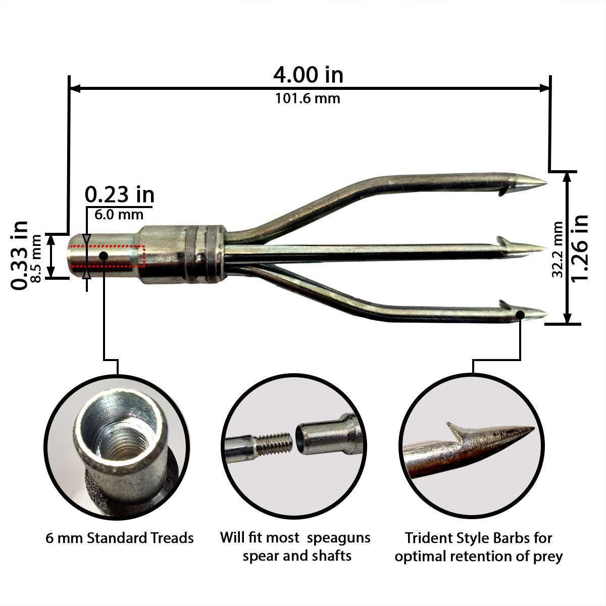 3-Prong Galvanized Steel Trident Speartip