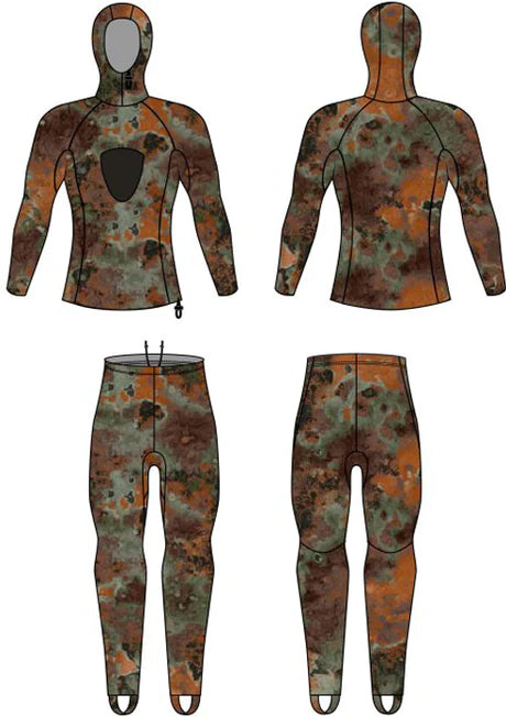 Tilos Brown Camo Spearfishing Lycra