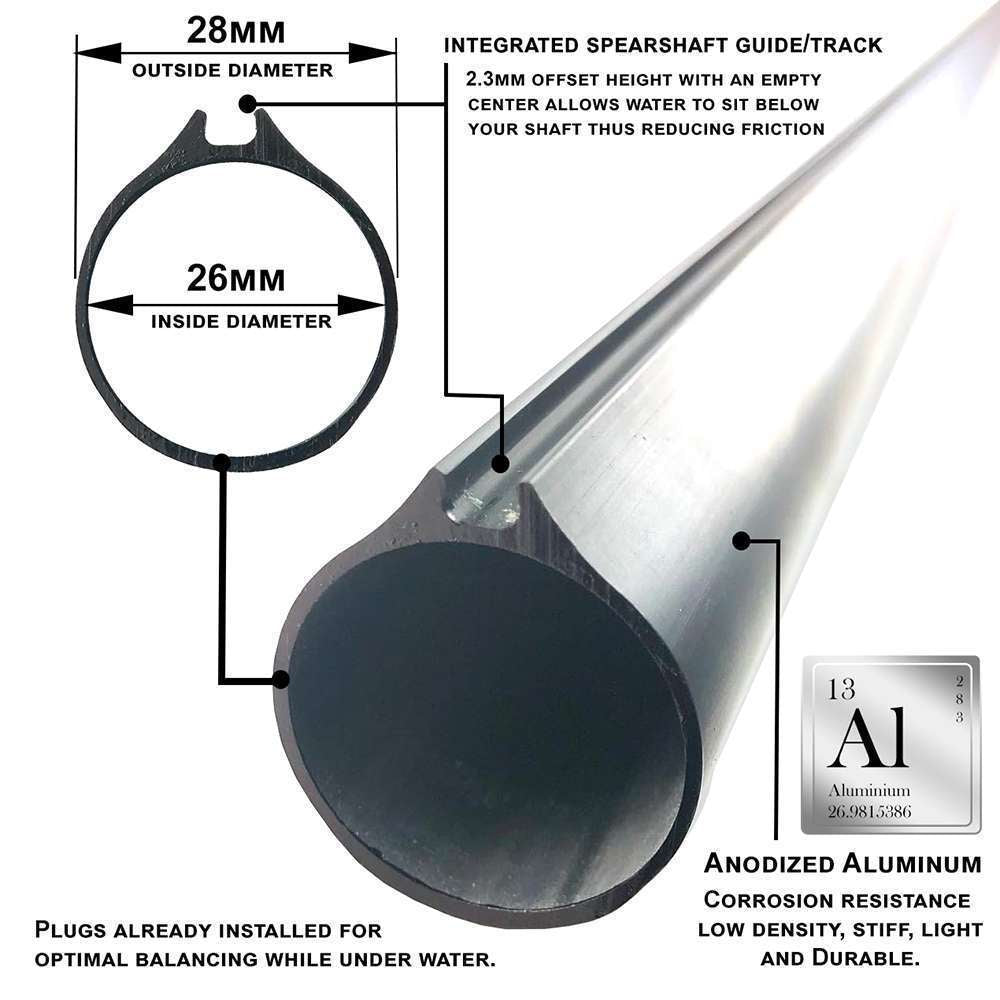 Aluminum Speargun Barrel with Rail