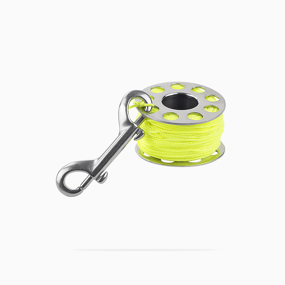 Dive Reel Finger Spool - Aluminum - 100 ft - Stainless Double end Clip